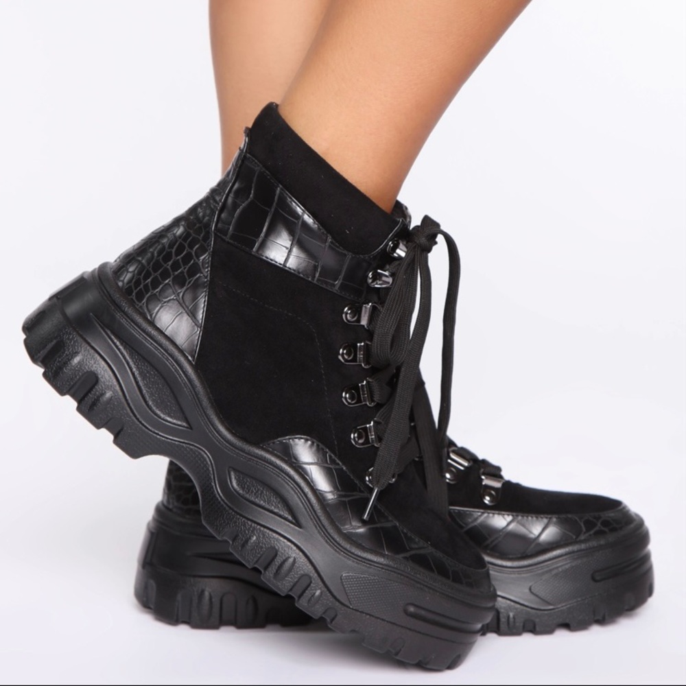 Black combat sneaker boot